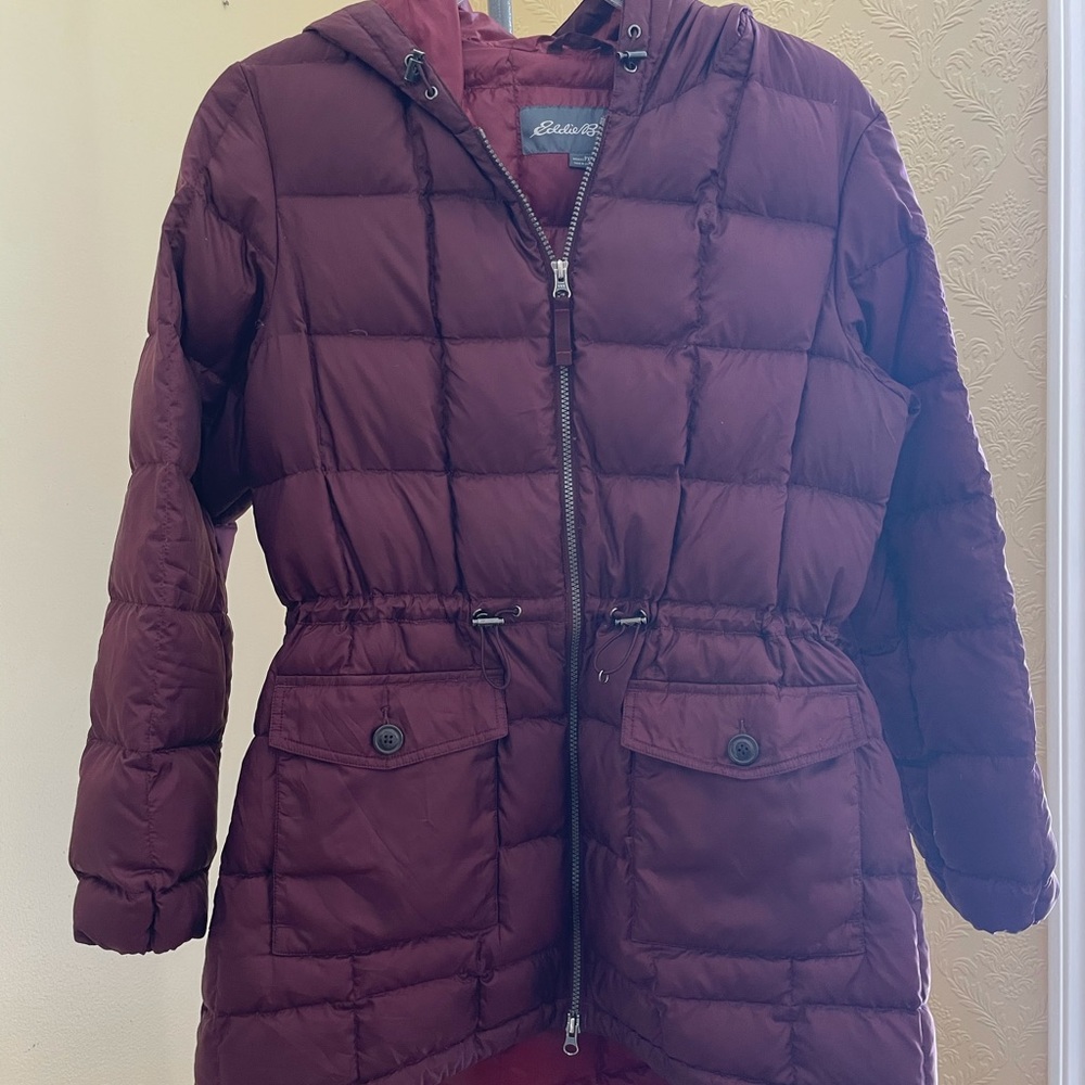 Eddie Bauer Petite XL Maroon Light Down Coat